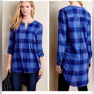 Anthropologie Holding Horses Halfpenny Blue Plaid Button-down Top - XS